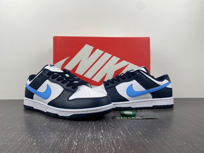 nike dunk low white navy university blue fn7800-400
