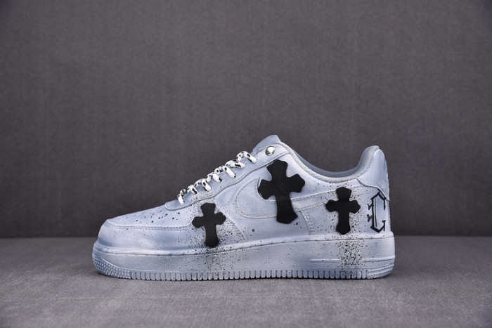 chrome hearts x nike air force 1 low 07 blue/black/white cw2288-111