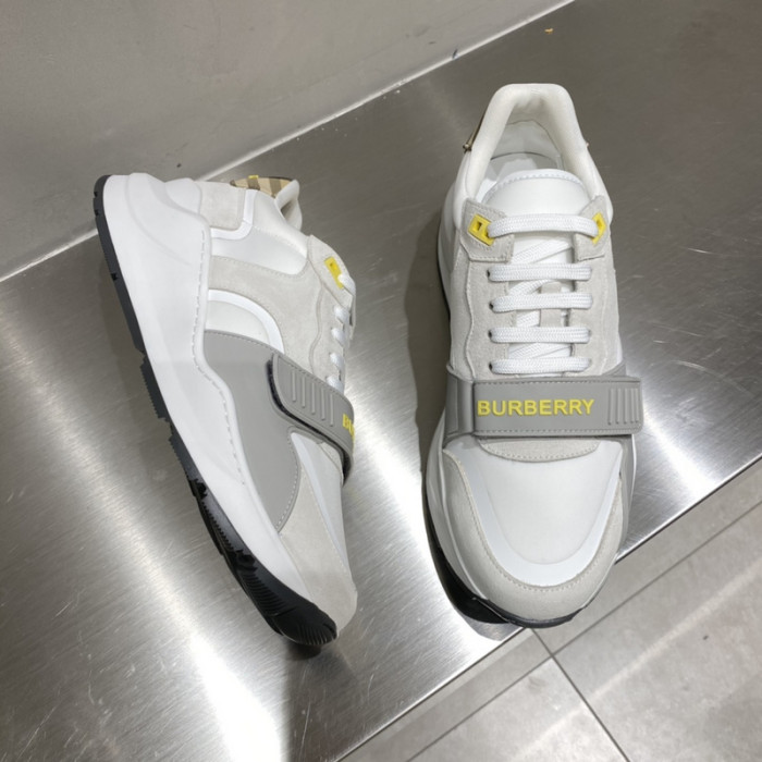 B**rry vintage check, leather and mesh sneakers