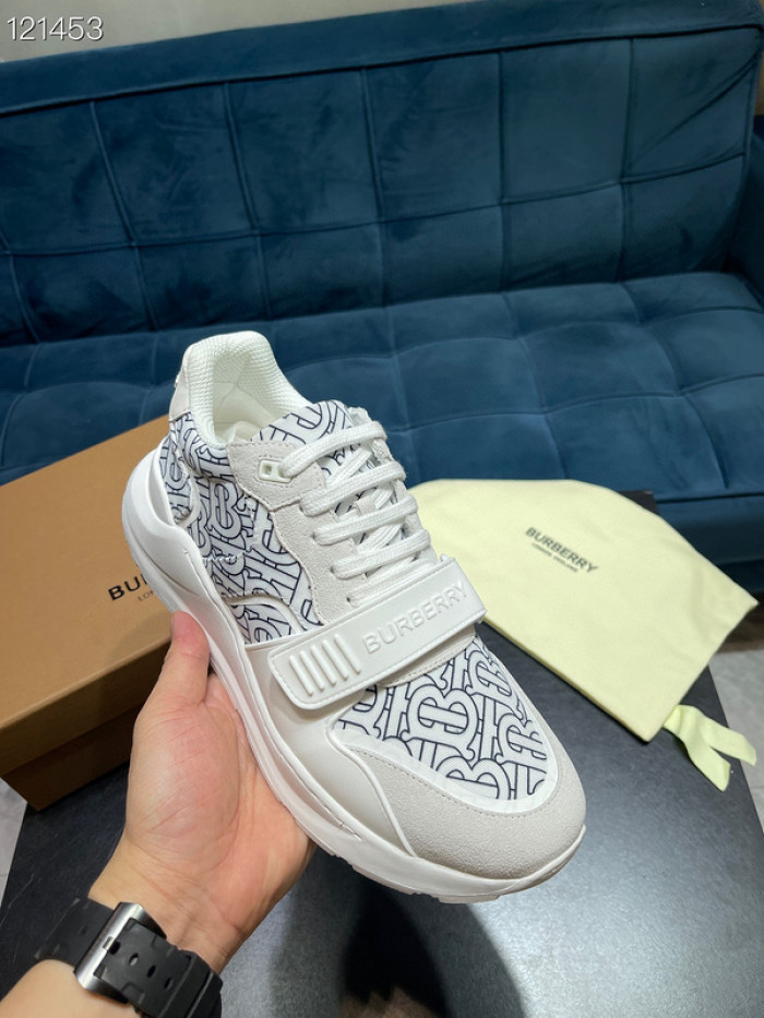 B**rry vintage check, leather and mesh sneakers