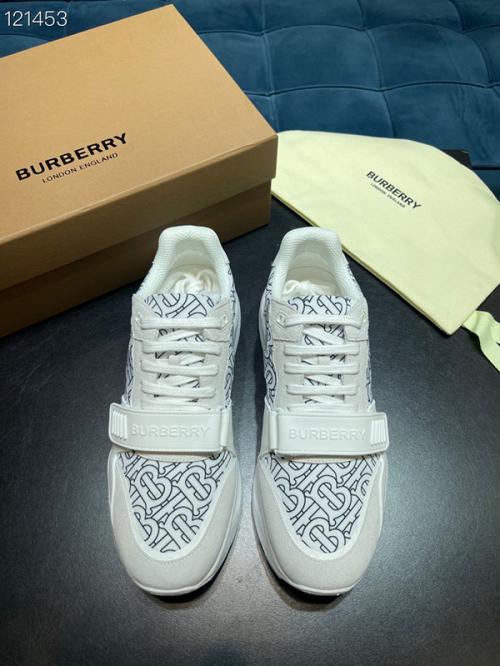 B**rry vintage check, leather and mesh sneakers