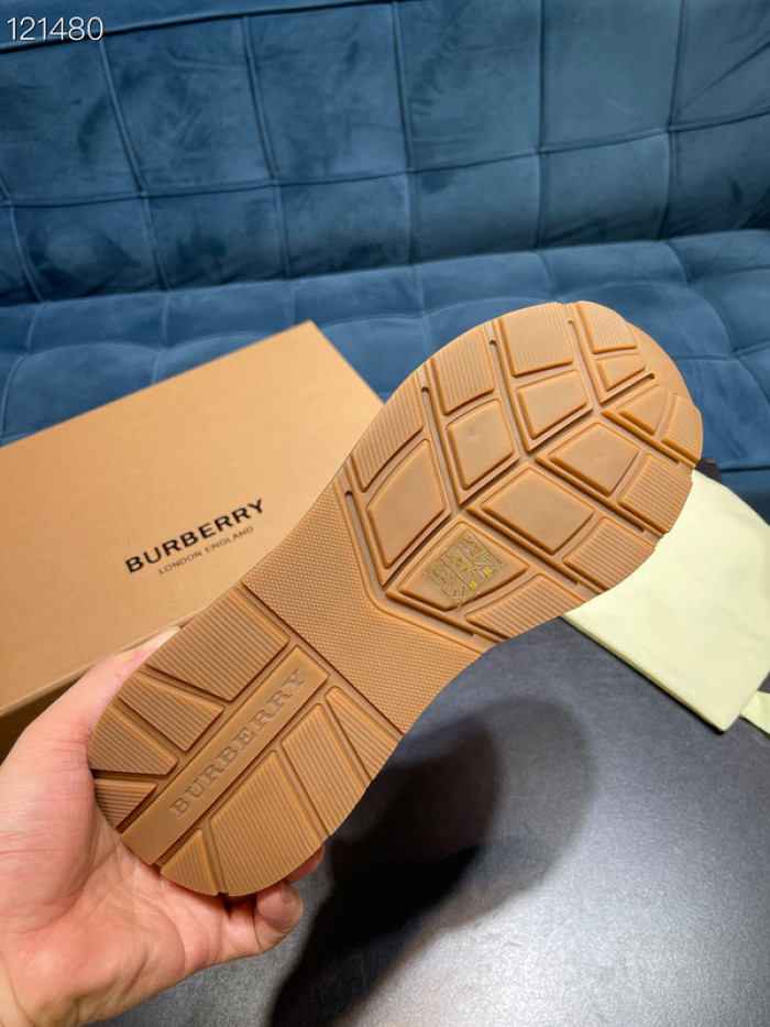 B**rry vintage check, leather and mesh sneakers