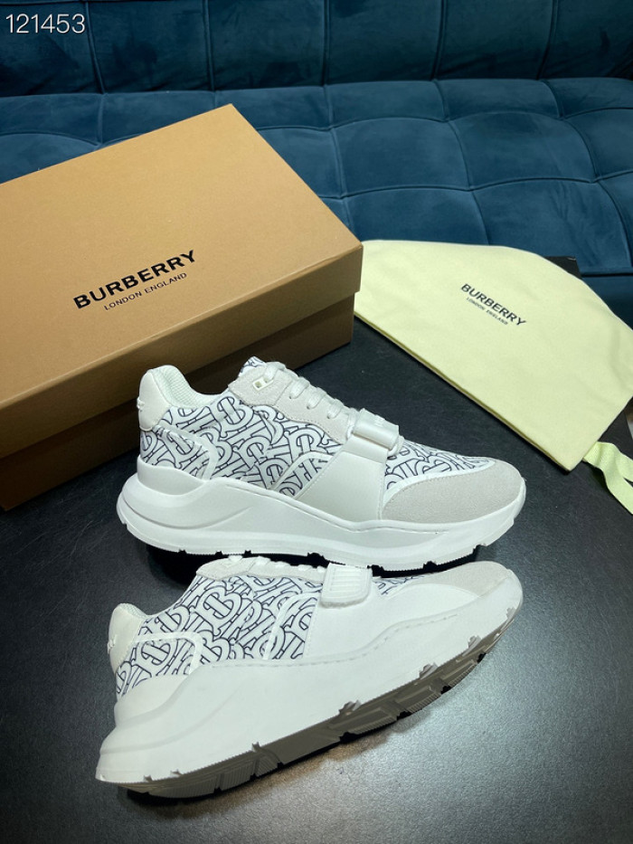 B**rry vintage check, leather and mesh sneakers