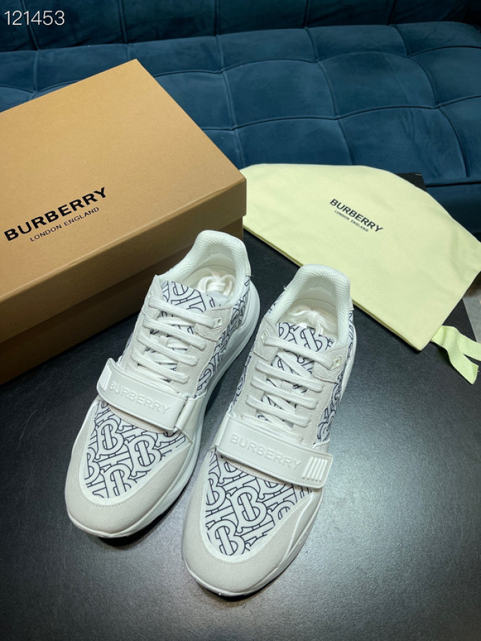 B**rry vintage check, leather and mesh sneakers