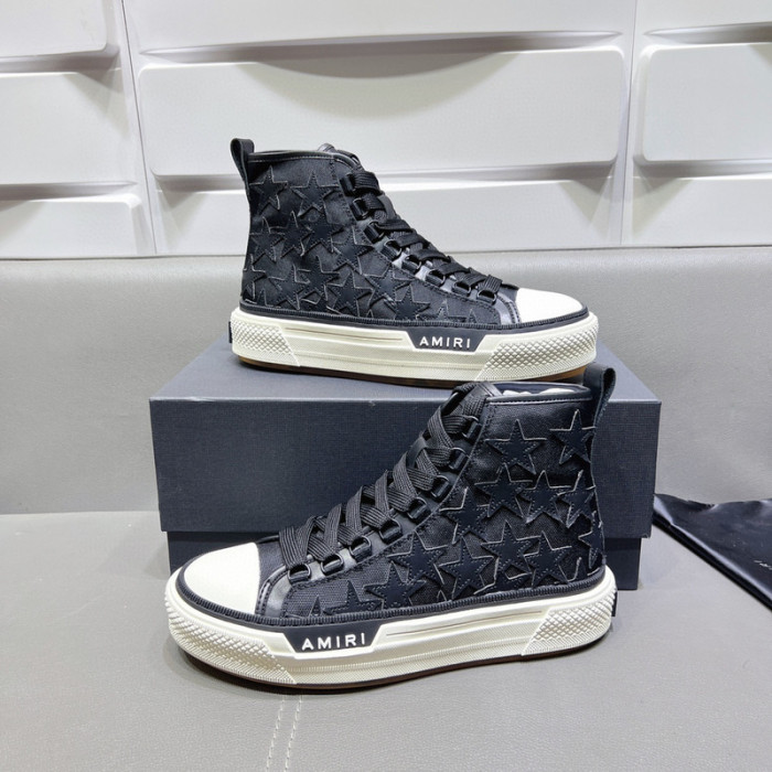 amiri* appliquéd leather and canvas sneakers