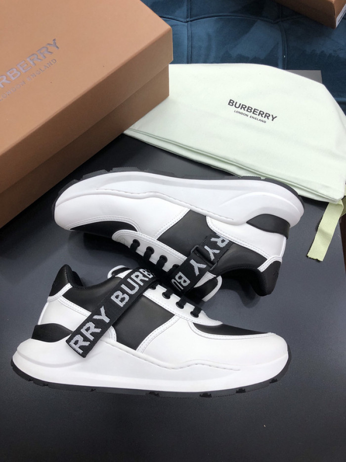 B**rry vintage check, leather and mesh sneakers