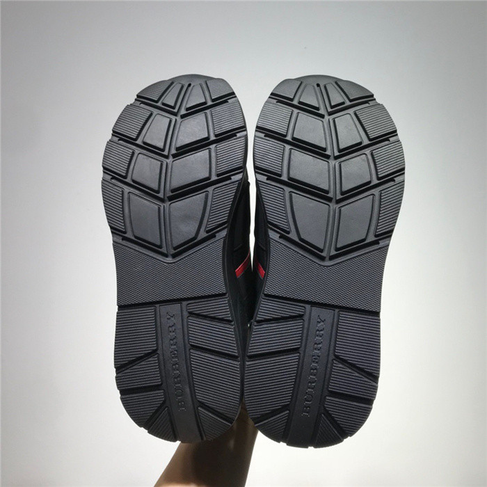 B**rry vintage check, leather and mesh sneakers