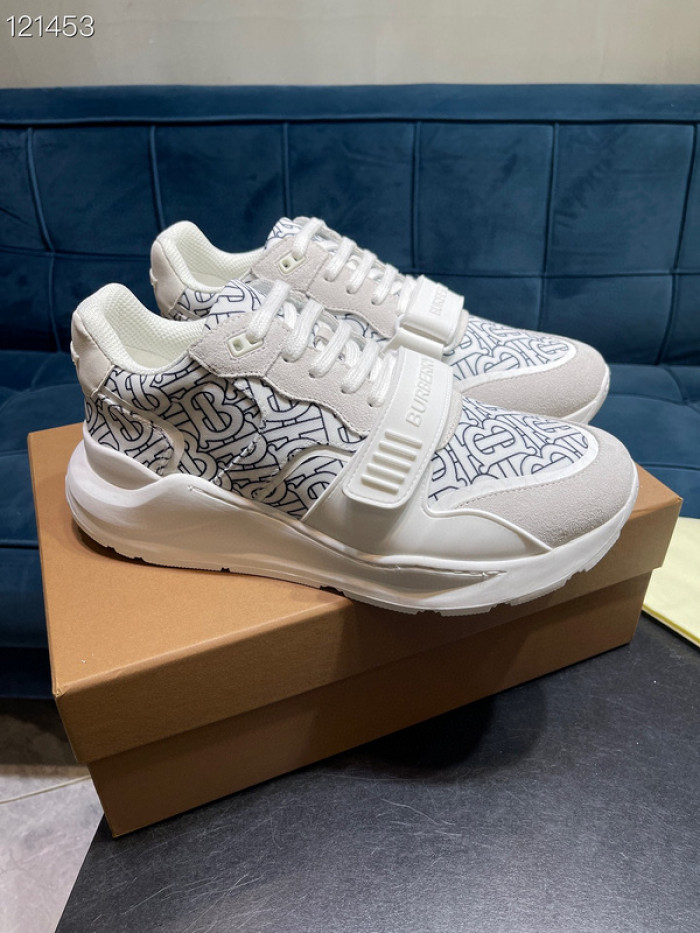 B**rry vintage check, leather and mesh sneakers