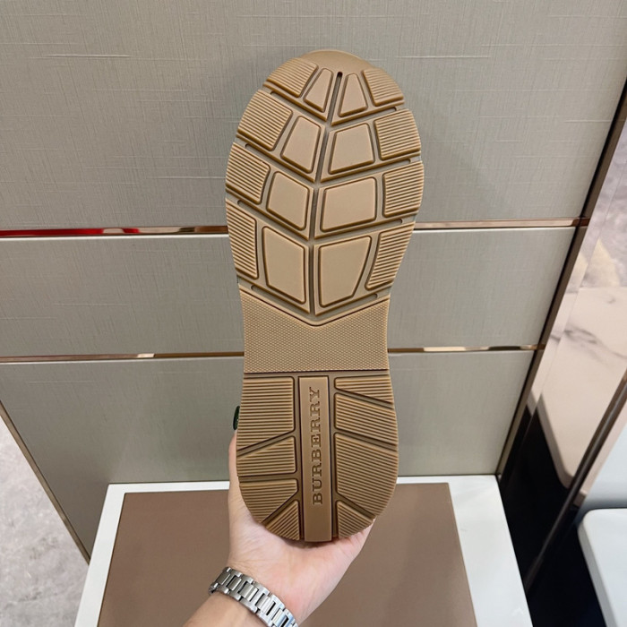 B**rry vintage check, leather and mesh sneakers