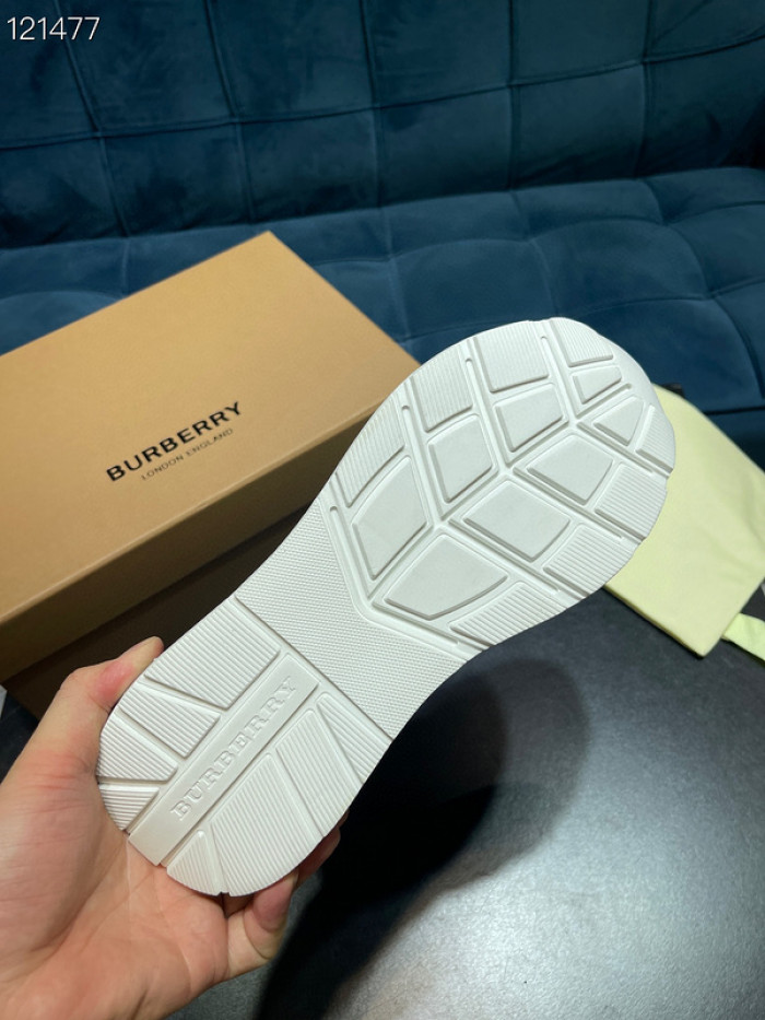 B**rry vintage check, leather and mesh sneakers